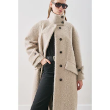 Manuka Bouchle Geniş Yakalı Kaban Vizon Aw25kbn00009-32 Vizon