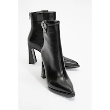 Luvi Shoes Aja Siyah Kadın Kalın Topuklu Çizme Olabilen Bot Siyah